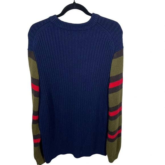 Perry Ellis Mens Merino Wool Blend Cable Knit Sweater pullover large striped - Picture 2 of 8